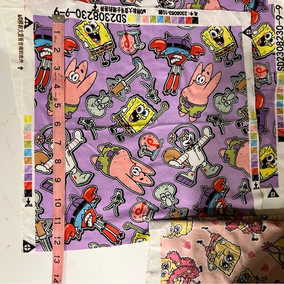 6 pc SpongeBob Poly Jersey knit fabric set - Picture 4 of 10